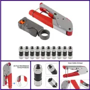 Coax Cable Crimper Coaxial Compression Tool Kit Wire Stripper with 10pcs