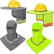 Ultrafun 4 Pcs Hard Hat Sun Shade Full Brim Mesh Balaclava Neck Sun Protection w