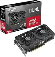 ASUS Dual Radeon RX 7600 XT OC Edition 16GB GDDR6 (AMD RDNA 3, PCIe 4.0, HDMI 2.1, DisplayPort 2.1, Axial-tech Fan Design, 0dB Technology, Dual BIOS, Auto-Extreme Technology, GPU Tweak III, and More)