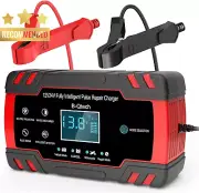 12V 8A/24V 4A Smart Car Battery Charger Maintainer with LCD Display RV - AU Plug