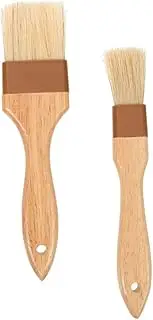 Grill Basting Brush Set 2pcs BBQ Oil Brush Heat Resistant Non-Slip Wood Handle Easy Clean