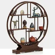 Solid Wood Desktop Small Antique Shelf Chinese Style Duobao Pavilion Tea Set Coasters Purple Clay Pot Ornaments Display Stand Antique Shelf,50x8x56cm