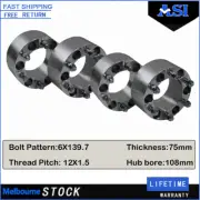 4PCS 75mm 6Lugs Wheel Spacers For TOYOTA 4WD 3" 6x139.7 12x1.5 CB=108mm AU. (for: Toyota)
