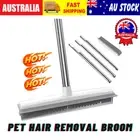 Rubber Broom Squeegee Bristle Sweeper 47.2" Long Handle for Pet Hair Remover RL