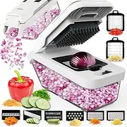 Fullstar Vegetable Chopper and Mandoline Slicer for Kitchen, Food Chopper with Container & Lid, Cheese Grater (8 in 1 - White)
