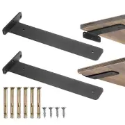 2 Pcs Shelf Brackets, 12" Long 3/16" Thick Shelving Brackets with 44 Lbs, Black