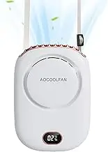 AOCOOLFAN Portable Neck Fan, Handheld Mini Fan Small Personal Fan, Hand Held Fan USB Rechargeable Eyelash Fan for Kids Girls Boys Woman Man Home Outdoor Travel (White)