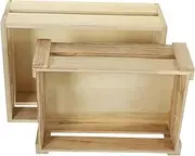 HEALEEP 2Pcs Vintage Wooden Storage Crate Rustic Decor Boxes with Hollow Handle for Home Organization for Farmhouse Retro and Modern Themes