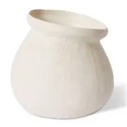 E Style 25cm Ceramic Wanda Plant/Flower Vase Tabletop Decor Hessian White