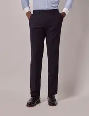 Hawes & Curtis Navy Self Stripe Slim Suit Trousers