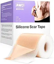 AWD Medical 100% Soft Silicone Gel Tape (1.6" x 60") Highly Comfortable Painless 6-8 Month Supply Acne Scar Treatment C Section Keloid Surgery Premium Hospital Medical Grade (4.1cm x 150cm )