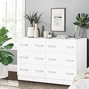 ALFORDSON Chest of Drawers Hallway Tallboy, Bedroom Dresser with 6 Drawers with Handles, Living Room Side Cabinet Standing Storage Cupboard, Indoor Furniture Home Organiser Sideboard(White)