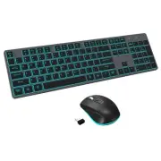 Wireless Keyboard and Mouse RGB Backlit Combo, Slim & Quiet, Rechargeable, Li...