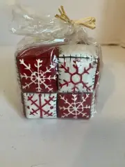 EsSential Ideas Snowflake Wax Square Holiday Candle 4"x4"