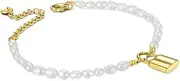 [EBCJIAMS] Natural Pearl Bracelet with Lock Gold Color Classic Bracelets Fashion Jewelry Stainless Steel Party Pulseras Bracelets and Bangles
