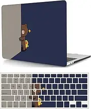 Compatible with MacBook Pro 16 inch Case with Touch ID 2021/2023 Release Model M1 A2485/A2780 M2 Pro/Max Chip, Plastic Protective Matt Durable Hard Shell Case Cover & Keyboard Cover, Bear and Duck