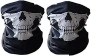 pursuit-au 2 Pcs Motorcycle Face Skull Mask Half Face Motorbike Neck Headwear Outdoor Ski Skull Party Masks Sport Halloween Mask for Bike Motor Cycling