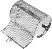 MUCKLILY Air Fryer Rotisserie Basket Silver Gray Food Grade Grill Tool with Movable Door for Access Compatible with Air Fryers and Toaster Ovens