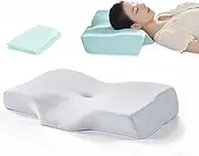 Memory Foam Pillow, Cervical Neck Pillow for Neck and Shoulder Pain, Ergonomic Orthopedic Bed Pillow for Sleeping for Side, Back & Stomach Sleepers with Pillowcase