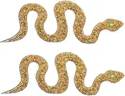 BELLIFFY 2pcs Rhinestone Snake Patch Applique for DIY Clothing Shoes Hats Bags Easy Application Dazzling Durable Decoration Trim for Creative Fashion Projects