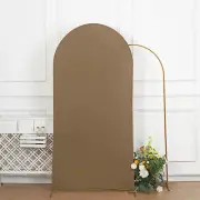 7 ft TAUPE Matte Fitted Spandex Round Top Arch Backdrop STAND COVER Party