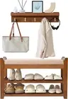 Shoe Rack for Front Door Entrance, 28” Entryway Bench with Coat Rack, Hall Tree