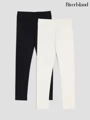River Island Cream Girls Cross Front Leggings 2 Pack (H62276) | $42
