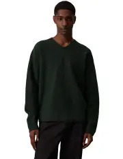 [Calvin Klein] Seamless Felted Merino V Neck Knit in Midnight Forest