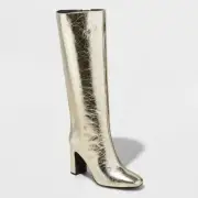 A New Day Women's Stovepipe Tall Boots Knee Height Cushioned Insole Gold