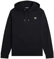 [Fred Perry] Mens Unisex Ripstop Tricot Hooded Hoodie Sweatshirt M6632 in Black Size Large, Black, M