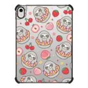 iPad 10.9-inch (10th gen) iPad Impact Case Cute Sloth Donut with Strawberry Peach Cherry - Kawaii Animal with Cartoon Food & Pink Fruit