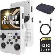 R36S Retro Handheld Video Game Console 3.5 Inch IPS Screen 128Gb White
