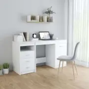 White Desk Home Office Workstation Chipboard Computer Writing Table 3 Drawers