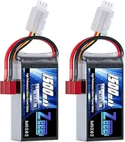 Zeee 2S Lipo Battery 1500mAh 7.4V 60C RC Battery with T Connector for FPV Drone Quadcopter Helicopter Airplane RC Models RC Car (2 Pack)
