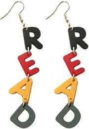 [tenghong2021] Personality Teacher Student Earrings Pencil Books Dangle Drop Earrings Wooden Read Earrings Teachers Appreciation Day Gifts Reading for Women Back to School Jewelry Graduation Gift