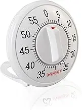 Leifheit Timer Comfortline Signtaure Kitchen Timer Plastic White 60 Minutes, Clockwork timers for Cooking, Clockwork Cooking Timer