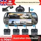 7Inch Wireless 4CH DVR Mirror Monitor+4Reverse Backup Wifi Camera For Trailer RV