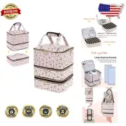 X-Large Nail Polish Organizer Bag - Holds 84 Bottles & Nail Lamp, Light Pink