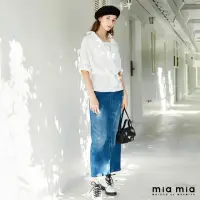 在飛比找momo購物網優惠-【mia mia】撞色飾帶水洗牛仔長裙