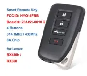 Smart Remote Car Key Fob 314.3 / 433Mhz FSK 8A Chip for Lexus RX350 RX450h SUV