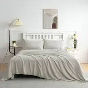LINENOVA 100% Organic Bamboo Sheet Sets Cooling Soft 4Pcs Set(Queen,Latte)