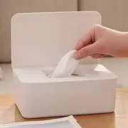 Baby Wipe Dispenser Holder, Baby Wipes Case, Baby Wipe Holder Keeps Diaper Wipes Fresh, Easy Open & Close Wipe Container (White)