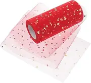TEHAUX Red Sequins Table Skirt Elegant Gauze Table Cover for Weddings Parties Stylish Decoration for Celebrations Birthday Events Festivities