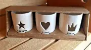 Rae Dunn~Set of 3~"Believe" "Light" "Peace"~ Votive Candle Holders~ NEW