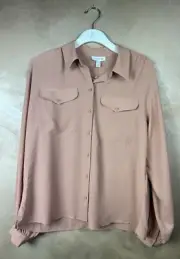TOPSHOP Top Blouse Size 10 Linen Blend Button Front NEW WITH TAGS BLOUSE TAN