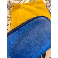 在飛比找蝦皮購物優惠-IL BISONTE 寶藍色皮革手拿包