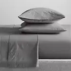Renee Taylor King Bed Sheet Set 300TC Organic Cotton Home Bedding Steel Grey