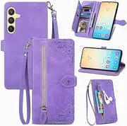 [Asuwish] Mobile Phone Case for Samsung Galaxy S24 Plus S24+ 5G Case with Screen Protector Card Slot Foldable Leather Wallet Stand S24plus 24S S 24 + 24+ Mobile Phone Cases Protective Wallet Phone Case