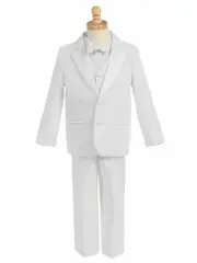 White Formal Boy Kids Dress Tuxedo Suit Set Tuxedo no Tail All Sizes