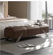 Bed End Bench Entryway Bench, Bedroom Bench, Upholstered End of Bed Bench, Soft Indoor Bench, Solid Wood Indoor Bench for Foyer Bedroom Bench(Brown,150 * 45 * 42cm)